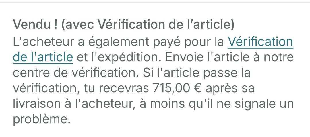 Vente vérifiée à 715 € partagée dans la communauté Loopya